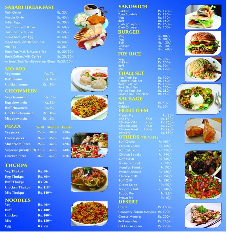 menu design sample